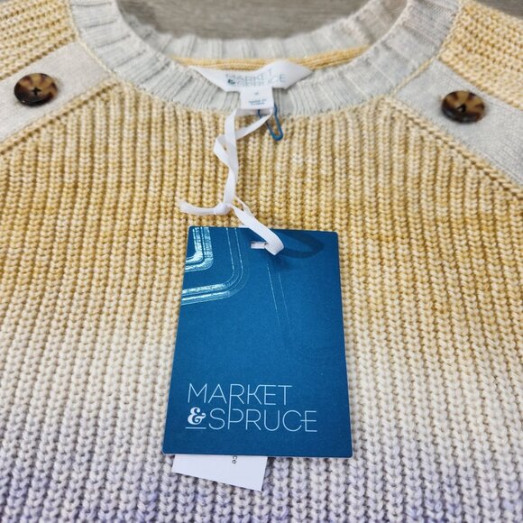Market & Spruce Crew Neck Yellow Purple Ombre' Stripes Sweater Women's Size M - Picture 7 of 14
